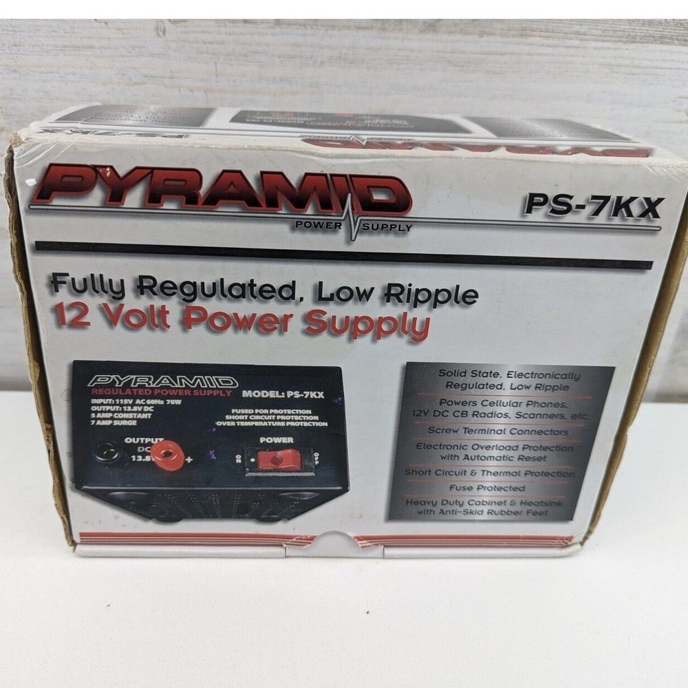 Pyramid PS-7KX 12 Volt Regulated Power Supply 5 Amp Constant 7 Amp Surge Ripple